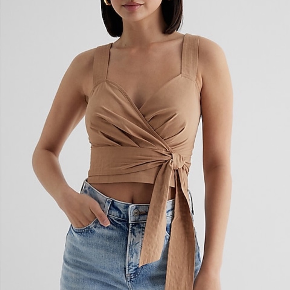 Sweetheart neckline tie waist cropped tank - brand new